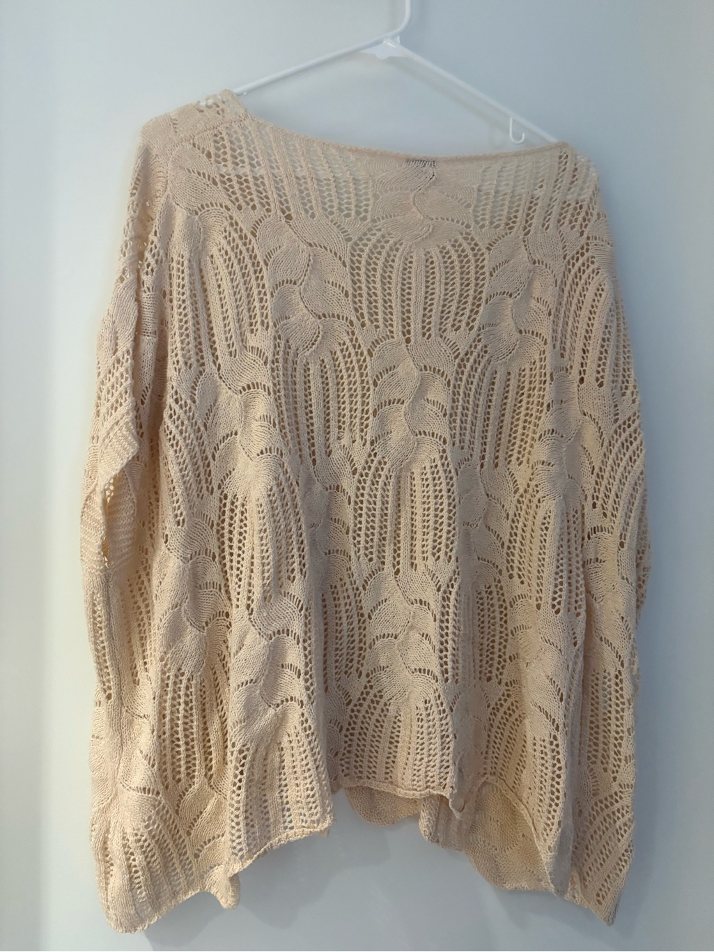 Mei Essentials Lightweight Open-Knit Off-Shoulder Sweater - Beige